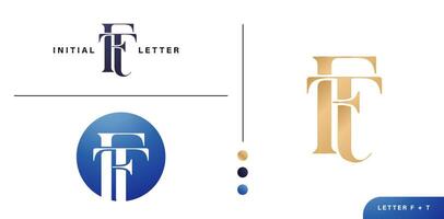 FT or TF monogram letters logo company branding of initial letters minimal styles for advertisement material, collage print, ads campaign marketing, screen printing, letterpress golden foil invitation vector