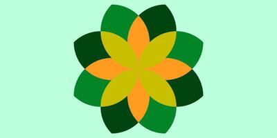 a green and orange flower with a green stem vector