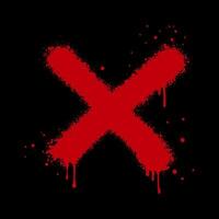 Spray painted graffiti check mark in red over black. X symbol. isolated on white background vector