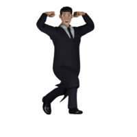 3D Judge Male in Professional Setting. A male judge with both of his arms bent upwards, which appears to be showing strength or showing enthusiasm. Judicial png