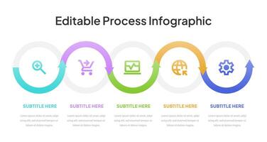 Editable process infographic template vector