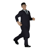 Illustrated 3D Judge. A male judge walks with his left hand raised slightly, showing a natural movement when walking. Male Justice Figure png