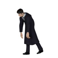Male Judge Cartoon in 3D. A male judge walks with his body bent as if he is not enthusiastic or tired. Legal Scene png