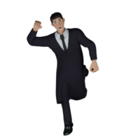 Male Judge with Hammer. A male judge runs with his right hand raised in front in the form of a fist while his left hand is swung back. png