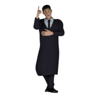 of a Professional Judge. A male judge stands with his left hand on his chest while the right hand points up. 3D Male png