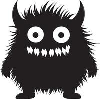 cute halloween monster silhouette black vector