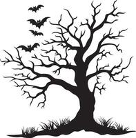 Halloween Branch tree clean simple silhouette black vector