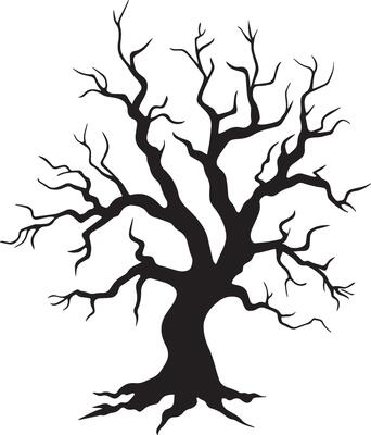 Halloween bare tree silhouette black