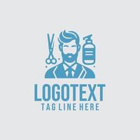 A man with a beard and a comb is holding a pair of scissors and a comb vector