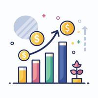 Chart of Financial Growth and Increase- Economic Performance Analysis vector