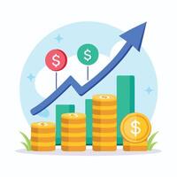 Increase Chart for Financial Growth Trends and Market Performance vector