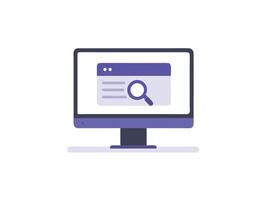 Browser Page of Search Engine on Monitor Display vector