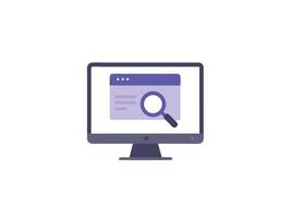 Monitor Screen Displaying Search Engine Browser Page vector