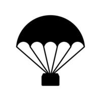 Parachute with box icon isolated on white background. vector
