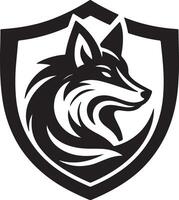 Fox head silhouette style logo image with shield vector
