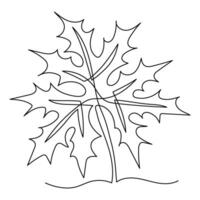 Autumn leaf in one line art. Continuous drawing of tree part. Hand drawn element with editable stroke. Simple minimalist drawing of abstract spring foliage vector