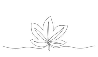 One line art drawing leaf. Vegetable concept. Continuous hand drawn design graphic illustration. Autumn nature minimalist element vector