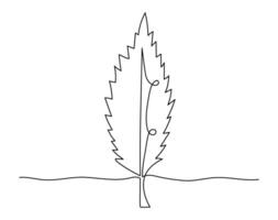 Continuous line drawing of leaf. One editable stroke on white background. Nature autumn plant vector