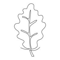 One Line art autumn Oak leaf. Simple continuous editable contour. Hand drawn element for decoration print poster and banner vector