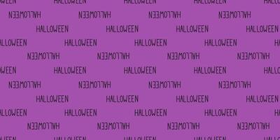 Halloween handwritten lettering seamless pattern on violet background. Word in black for postcard, card, page etc. vector