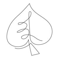 Leaf in one line art. Simple minimalist drawing of abstract spring foliage. Continuous drawing of tree part. Hand drawn element with editable stroke in autumn. vector