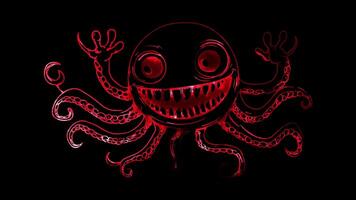 Neon frame effect,Happy Alien with a Big Smile on black background video
