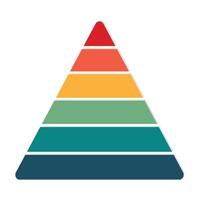 Pyramid chart infographic 6 levels. Flat color design graphic vector