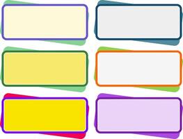 Colorful Text Boxes A set of six colorful text boxes with various borders and colors, perfect for adding information, titles, or quotes to your designs. vector