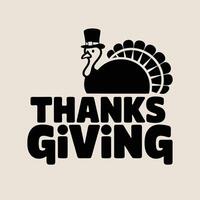 Thanksgiving logo with a turkey in a top hat vector