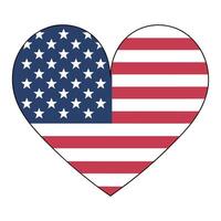 The american flag in a heart shape vector