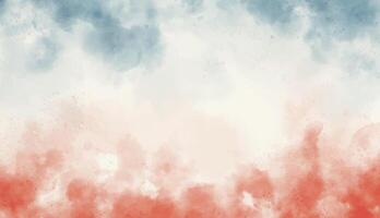 Abstract horizontal watercolor red blue background. warm colored rush stroked painting pastel warm color watercolour drawing illustration vector
