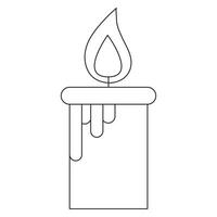A candle with a flame on it is outlined in black vector