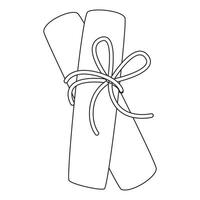 A drawing of two scrolls tied with a ribbon vector