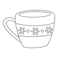 A cup with snowflakes on it coloring page vector
