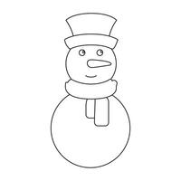 A snowman is shown in a simple outline vector
