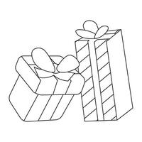Two presents are shown in a line drawing vector
