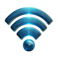 Wireless network technology with Wi-Fi sign, 3d rendering png