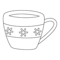 A cup with snowflakes on it coloring page vector