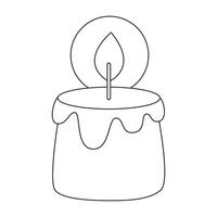 A candle with a candle in the middle line drawing vector