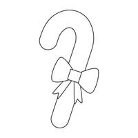 A candy cane with a bow on it coloring page vector
