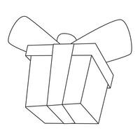 A gift box with a bow on it coloring page vector