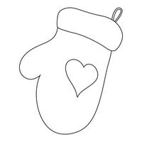 A mitten with a heart on it coloring page vector