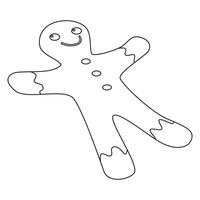 A gingerbread man is drawn in a line vector