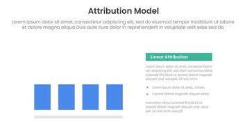 attribution model infographic template banner with linear click or touch type information for slide presentation vector