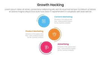 growth hacking infographic 3 point with vertical stack circle direction for slide presentation vector