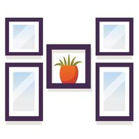 A potted plant in a frame with three frames vector