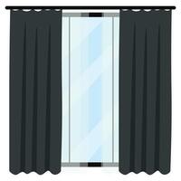 Black curtains with white window on a white background vector
