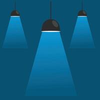 Three lights hanging from the ceiling in a blue background vector