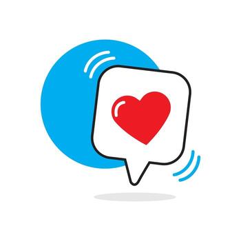 Ask for a date illustration with a heart symbol in a chat message. vector