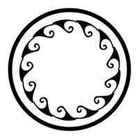 Black circular frame with greek pattern illustration vector